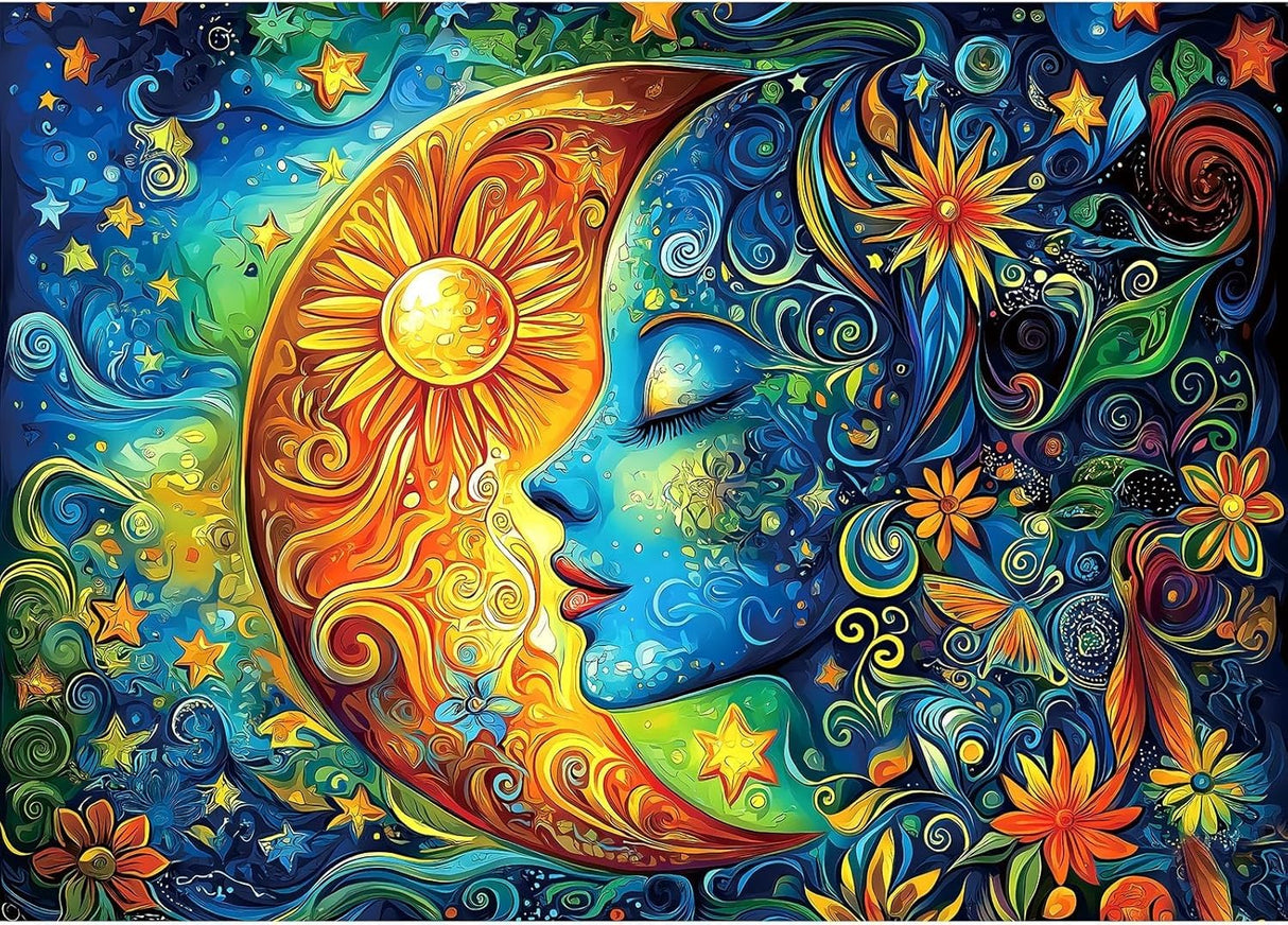 BYGFHLYW 5D Diamond Art Kits for Adults Beginner, Sun and Moon Adult Diamond Painting Kits, DIY Full Drill Round Diamond Dot Paint by Diamonds for Home Wall Art Decor 12x16inch BYGFHLYW