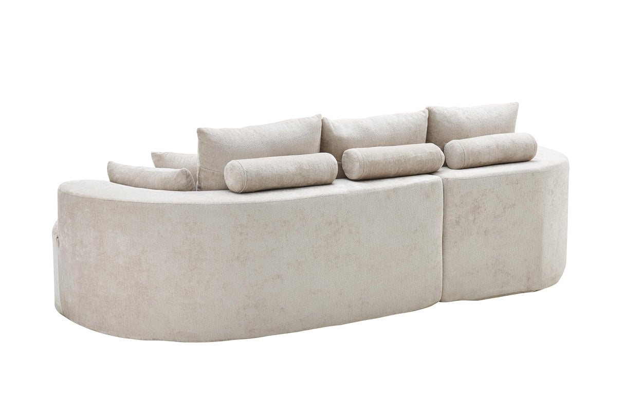 Christopher Knight Home Carden 106" Curved Modular Sectional Sofa, Comfy Sofa Couch with Chaise Lounge, Modern Cloud Couch with Deep Seat, Fabric Upholstered Set for Living Room Bedroom, Silver Lining Christopher Knight Home