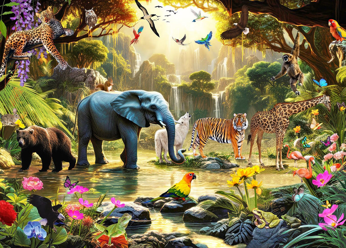 HUADADA 1000 Piece Puzzles for Adults - Adventures in The Jungle-1000 Piece Jigsaw Puzzles for Adults and Kids 1000 Piece Wild Animals Unique Shape Best Gift for Adults and Kids(27.6"x 19.7") HUADADA