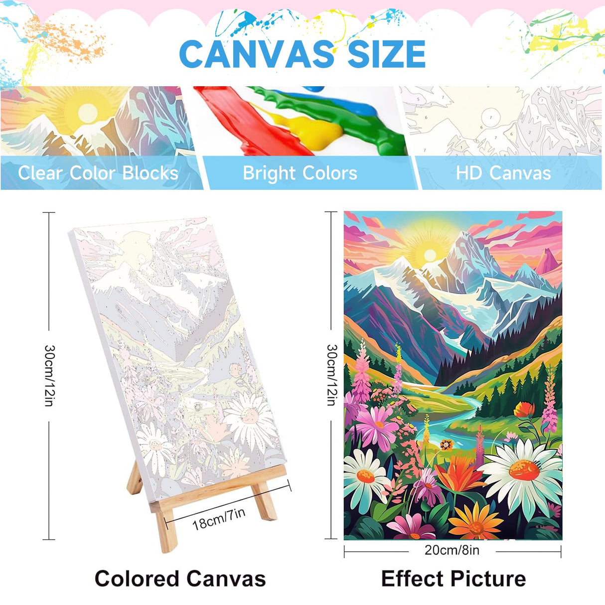 Jethami 4 Pack Paint by Numbers for Adults, Mountains Lake Sunset Landscape DIY Art Kits for Beginners, 8x12 in Framed Canvas for Home Decor Jethami