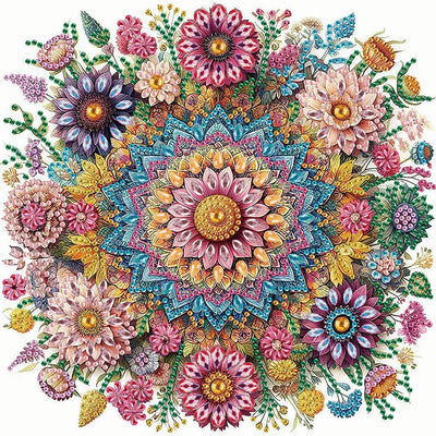 Stalente Diamond Painting Kits for Adults Mandala Flower, 5D Special Shape Diamond Art Kits for Beginners, Crystal Rhinestones Diamond Painting for Home Wall Decoration Gift 12×12inch