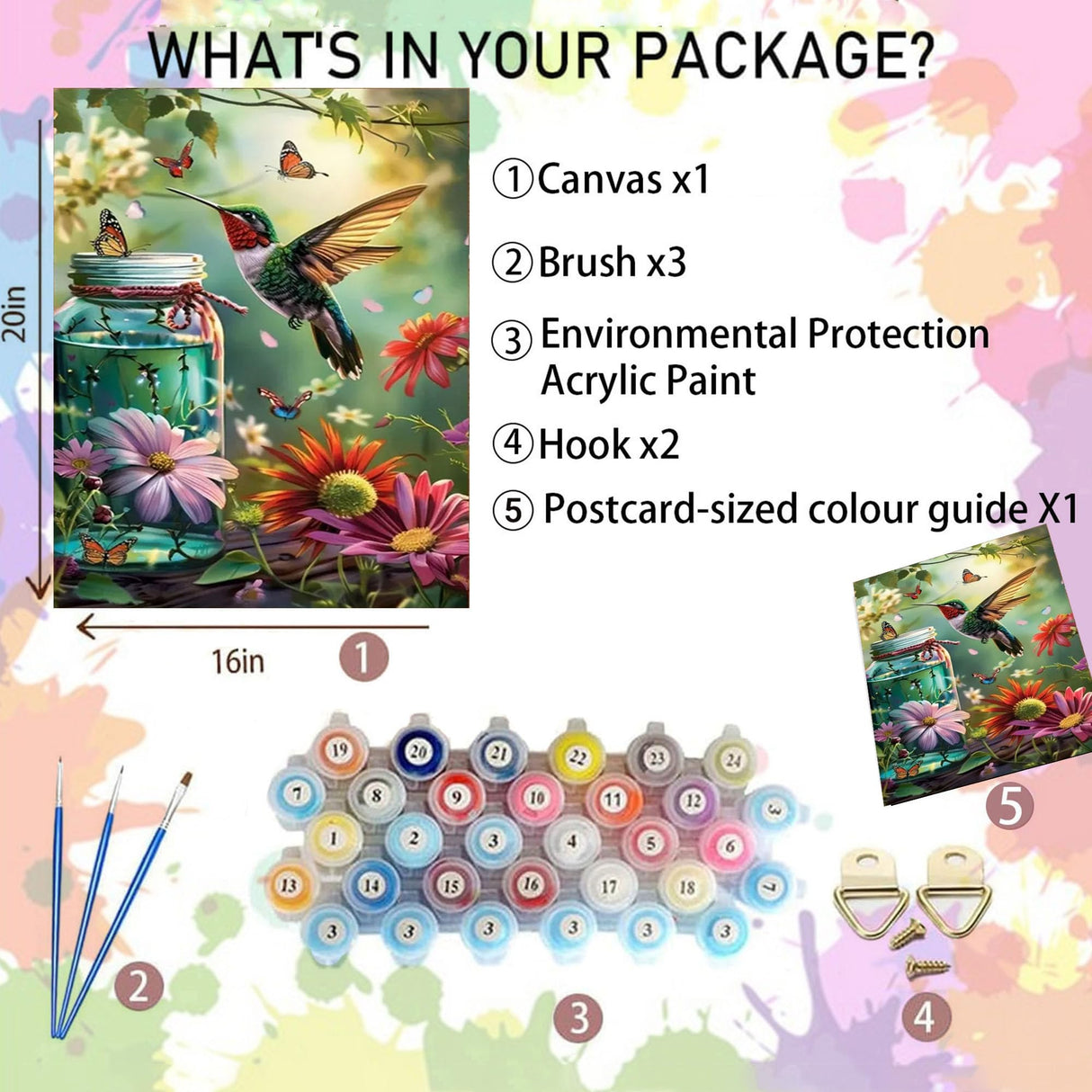 Arttoplus Hummingbird Paint by Numbers Kit for Adults Beginner-Hummingbird Paint by Number for Adults Canvas,DIY Oil Painting by Numbers for Adult for Gift Home Wall Decor(16x20inch) Arttoplus