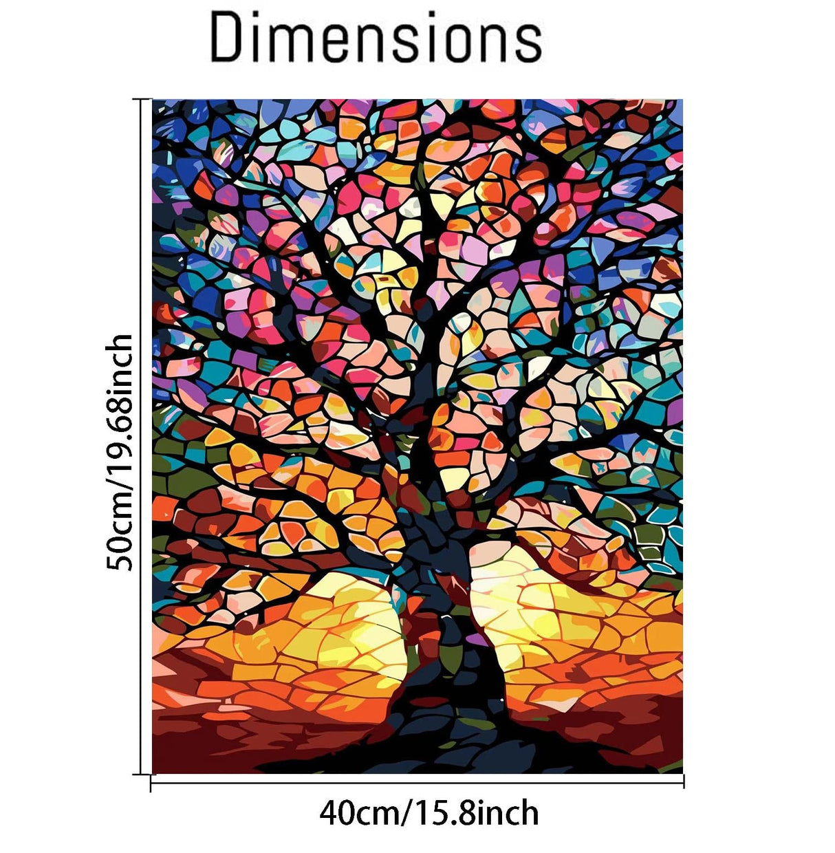 AALBLAC Paint by Numbers Kit for Adults Beginners - Stained Glass Tree of Life Paint by Number Canvas, DIY Acrylic Easy Tree Oil Painting for Gift Home Wall Decor 16 X 20 Inch AALBLAC