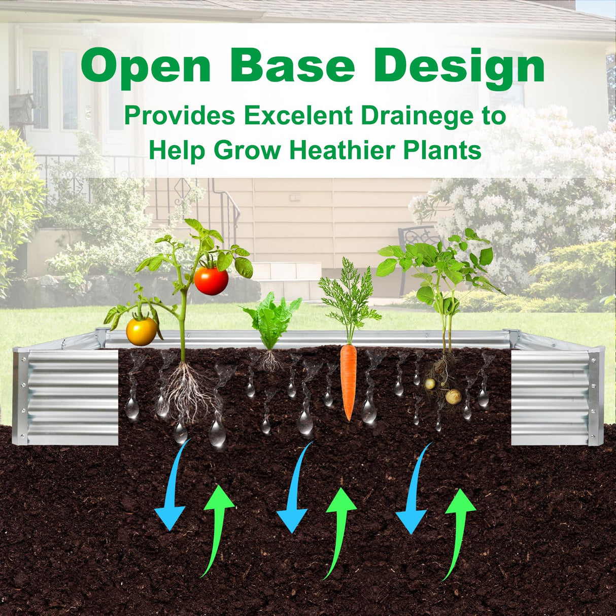 JERIA 6×3×1ft Raised Garden Bed with Support Rods,Galvanized Raised Garden Bed Kit Outdoor Metal Gardening Planter Box for Vegetable, Fruits, Flower JERIA