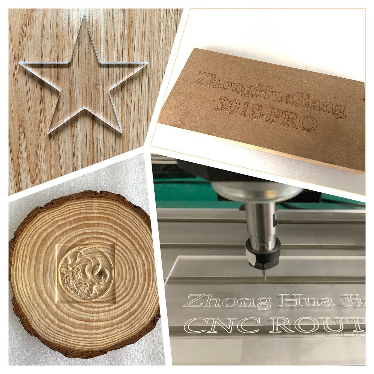 3018 Pro CNC Router Machine Engraving Machines All-aluminum Frame PCB PVC Wood Carving XYZ Working Area 300 x 180 x 45mm with Z Probe, Limit Switches, Offline controller, GRBL control, Emergency Stop Zhong Hua Jiang