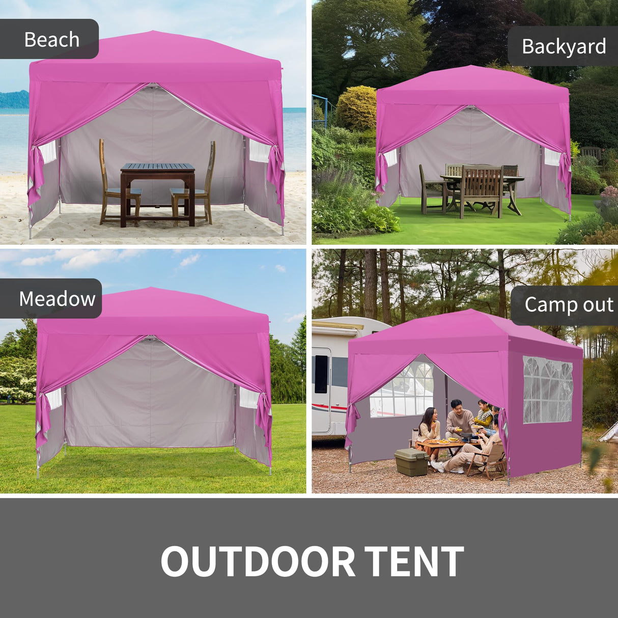 GDY 10x10ft Pop-up Paint Tent, Pink Canopy Tent, Instant Shelter Portable Outdoor Canopies with 4 Removable Side Walls.… GDY