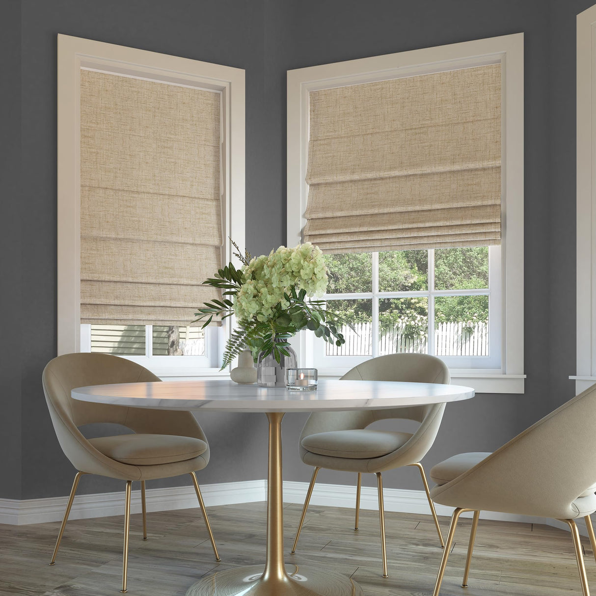 Sun Zero Seraphina Textured 100% Blackout Cordless Roman Shade, 31" x 64", Taupe Sun Zero