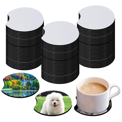 48 PCS Sublimation Coasters Blanks Bulk, 2.75 in Circular Opening Blanks Sublimation Car Coasters for Sublimation DIY Crafts Painting Heat Transfer
