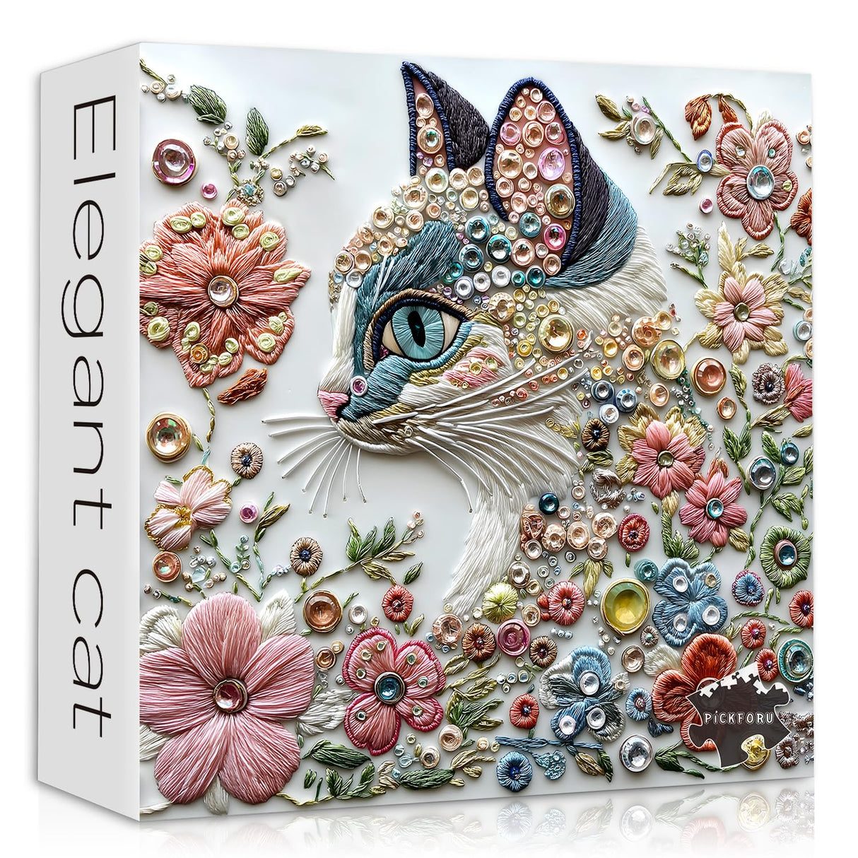 Impossible Cat Puzzles for Adults 1000 Pieces,PICKFORU Kitten Flower Puzzle Unique Art, Beauty Animal Kitty Cat Jigsaw Puzzle Floral, Colorful Hard Challenging Puzzle PICKFORU