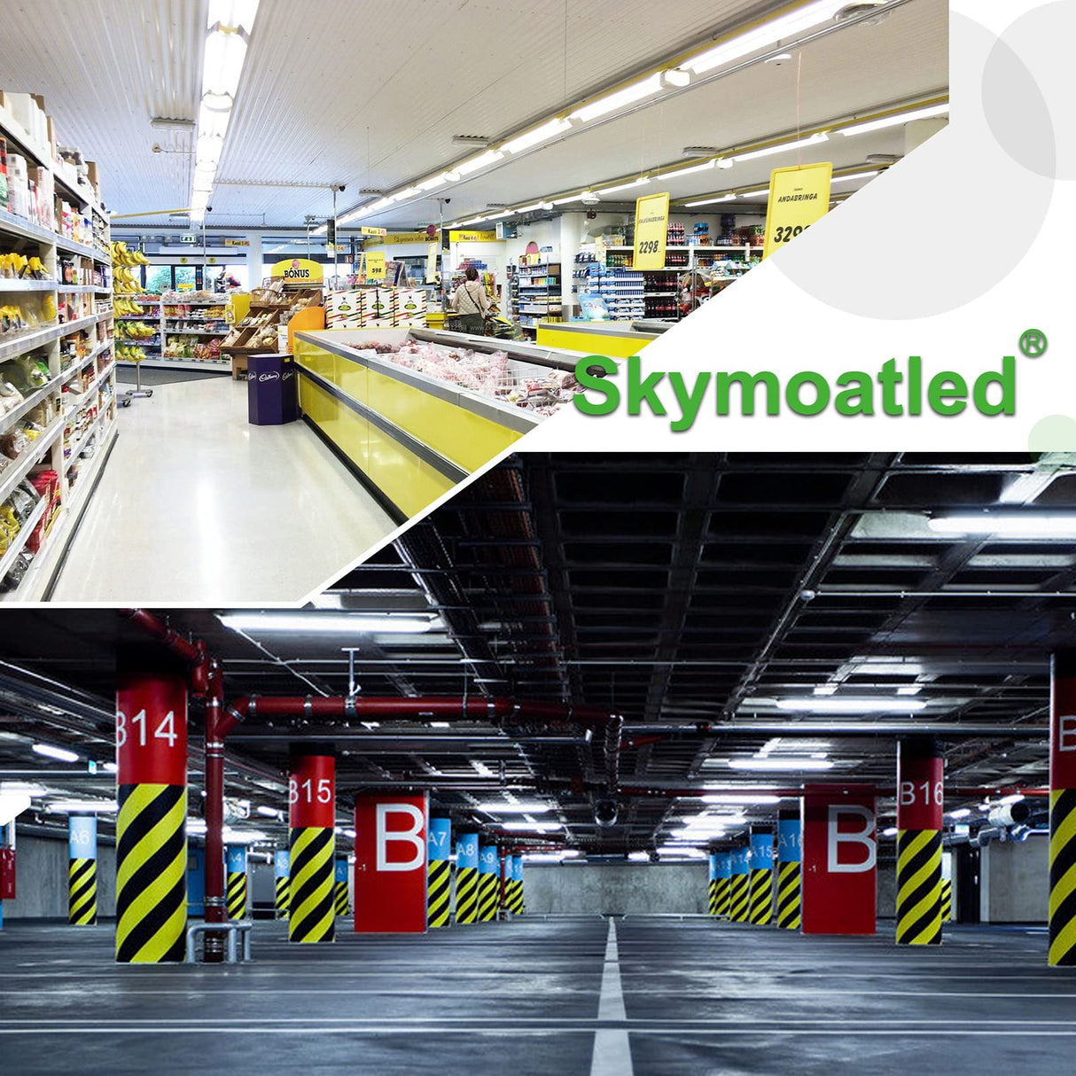 Skymoatled 8Pack 8FT LED Shop Light Garage Light,100W 6000K White Light 15000LM Super Bright,Hanging/Surface Mount,Linkable T8 LED Tube Lights for Garage,Warehouse, Workshop,Plug and Play Skymoatled