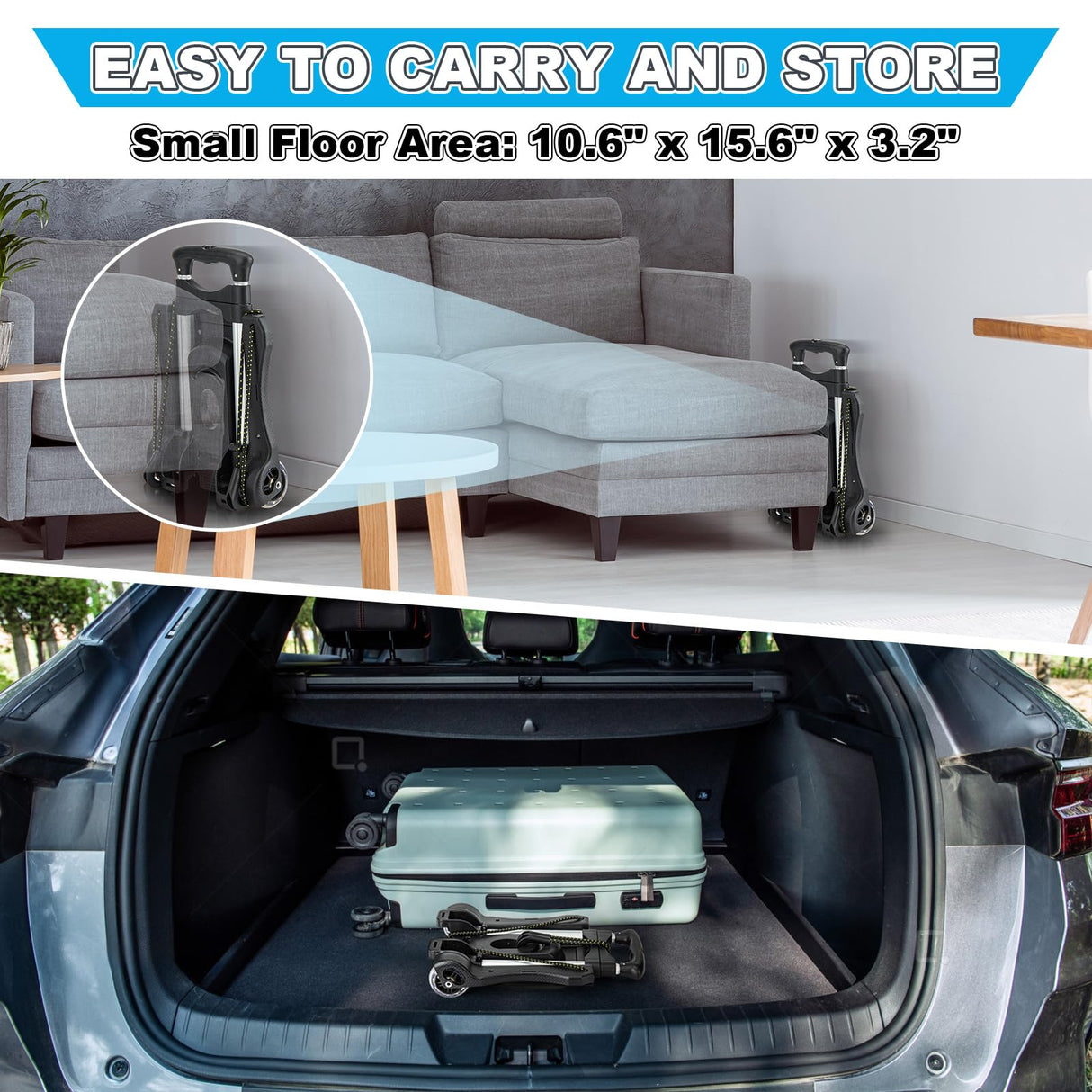 Vsaikeo Small Folding Hand Truck Dolly with 2 Wheels, Lightweight Aluminum Foldable Luggage Cart, Collapsible Cart Portable Dolly for Airport Travel Moving Use Vsaikeo