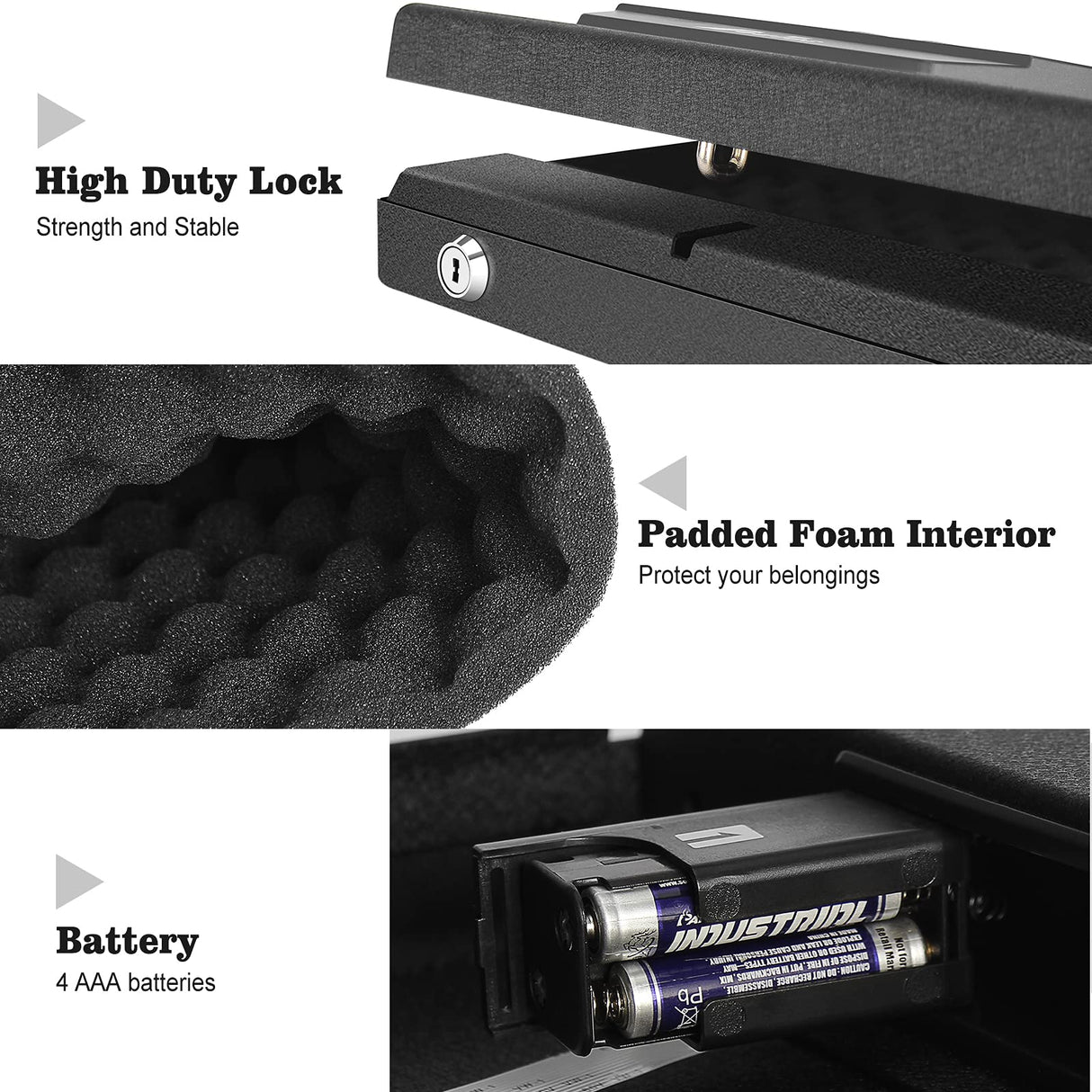 Biometric Handgun Safe, Quick Access Pistol Safe Lock Box for Home/Car/Travel, Fingerprint Hand Gun Safe Firearm Case Box - Biometric/Keypad/Key Access,Silent Mode BBRKIN