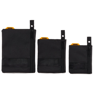 ToughBuilt - 3 Pack Fastener Bags 3 Sizes, Heavy-Duty Bags w/mesh Windows, Top Mounted Zippers - TB-193E