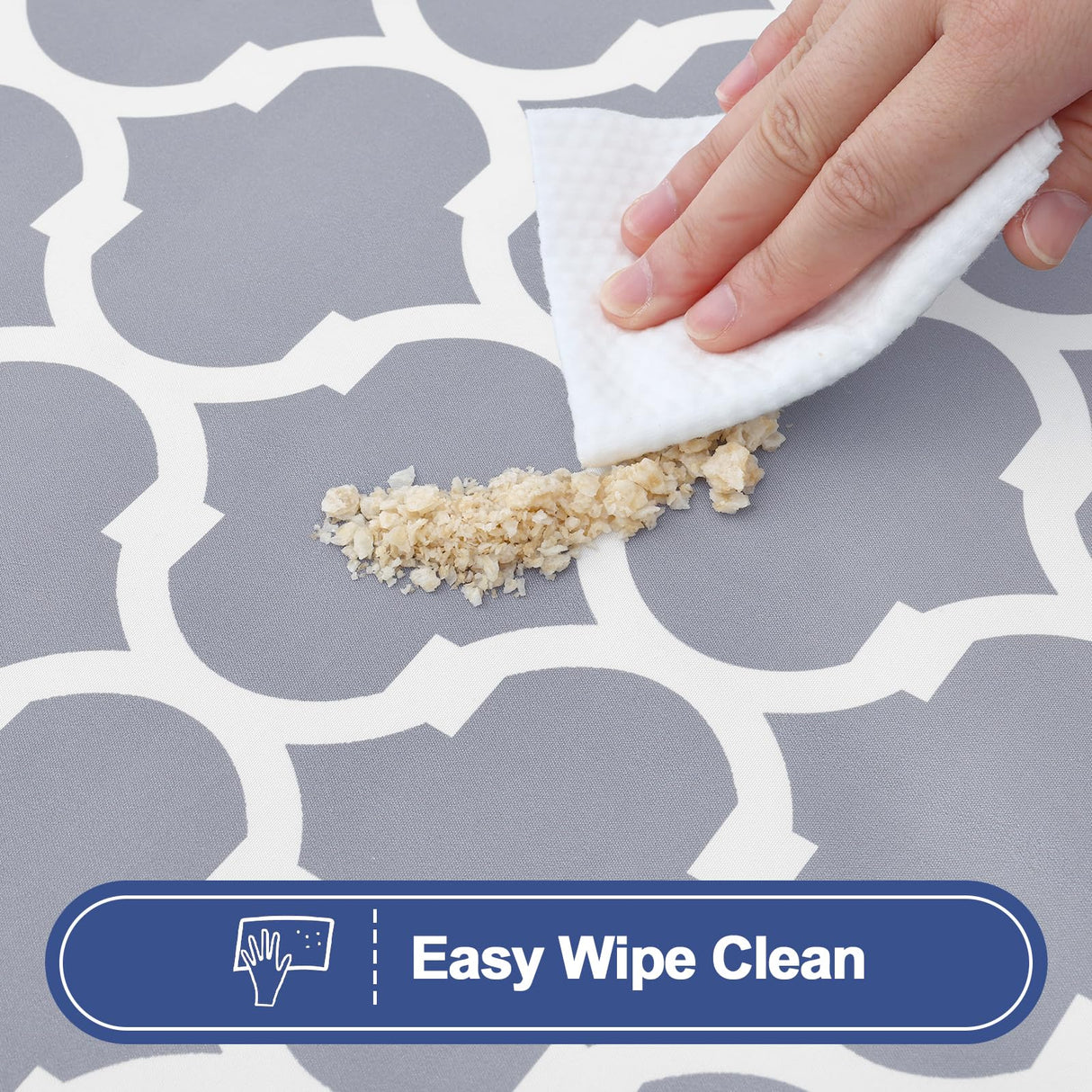 Smiry Rectangle Picnic Table Cloth 2 Pack, 6FT Waterproof Elastic Fitted Tablecloths, Washable Polyester Table Cover for Camping, Indoor and Outdoor (Grey Morocco, 30"x72") Smiry