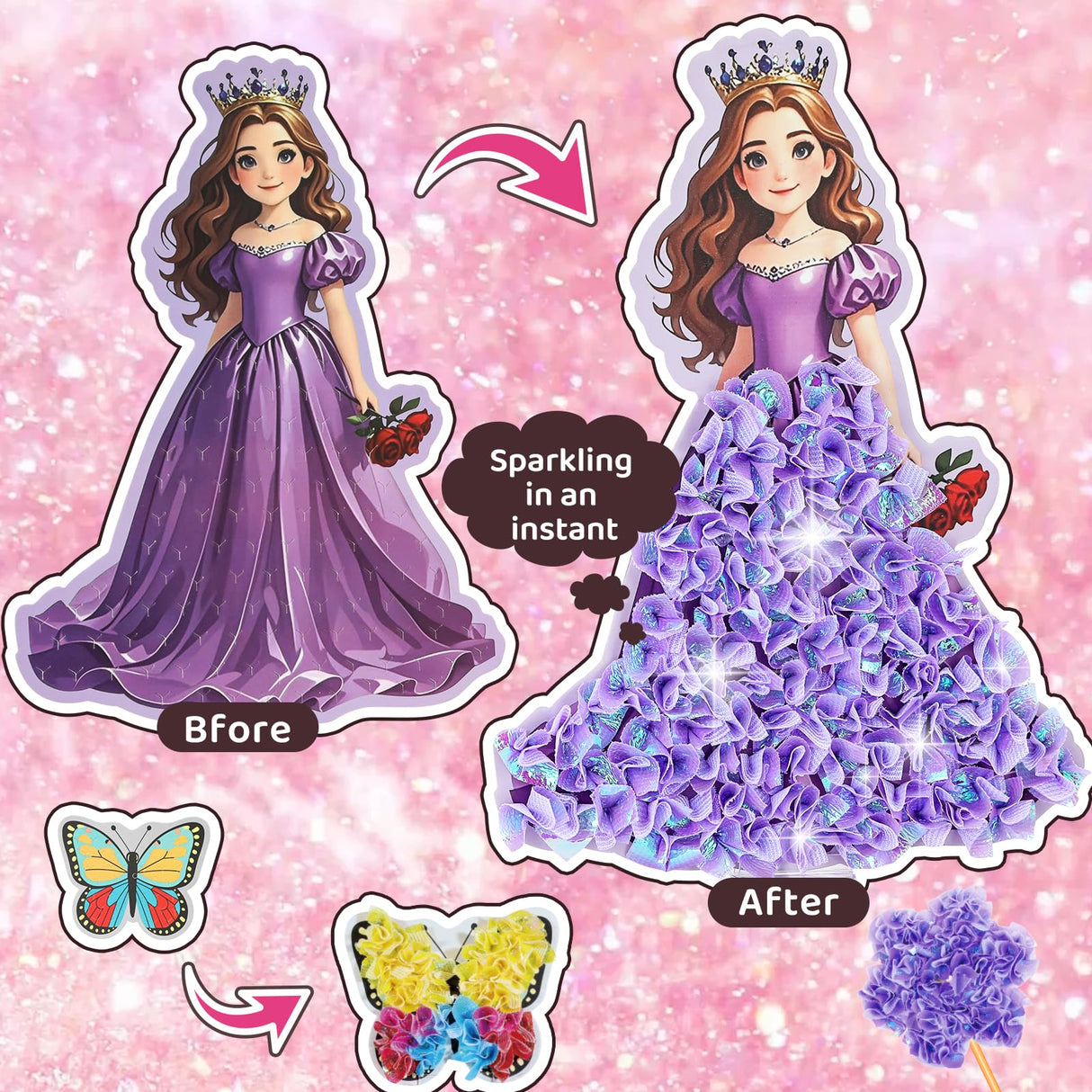 Poke Art Princess Kit Gift 10 Pcs Set,Crafts For Kids Ages 4-8, Diy Craft Kits With & Arts And Crafts For Kids.4, 5, 6, 7, 8, 9,10 Christmas Thanksgiving Birthday Gift Stitch Gifts For Girls R RUCKERCO