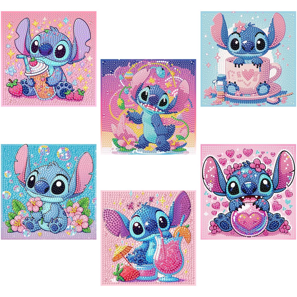nekpiahu 6 Pack 5D Diamond Art Painting Kits for Kids Beginners, Full Drill Cute Cartoon Diamond Art Kits, DIY Big Gem Art for Children Ages 6-7-8-9-12, Home Wall Decor 6x6 Inch nekpiahu
