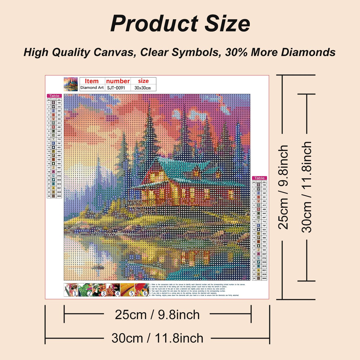 SJUTOUCI Diamond Painting Kits for Adults, Landscape Diamond Art Kits for Beginners, 5D DIY Full Drill Gem Craft Art for Home Decor 12x12 inch, Cabin by The Lake SJUTOUCI