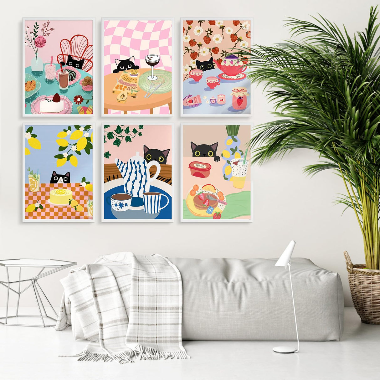 6 Pack Paint by Numbers Kit for Adults Beginner, Cat Adult Paint by Number Kits on Canvas Without Frame, Funny DIY Acrylic Black Cat Oil Painting by Numbers for Home Decor Gift 10” W x 14”L Fountor