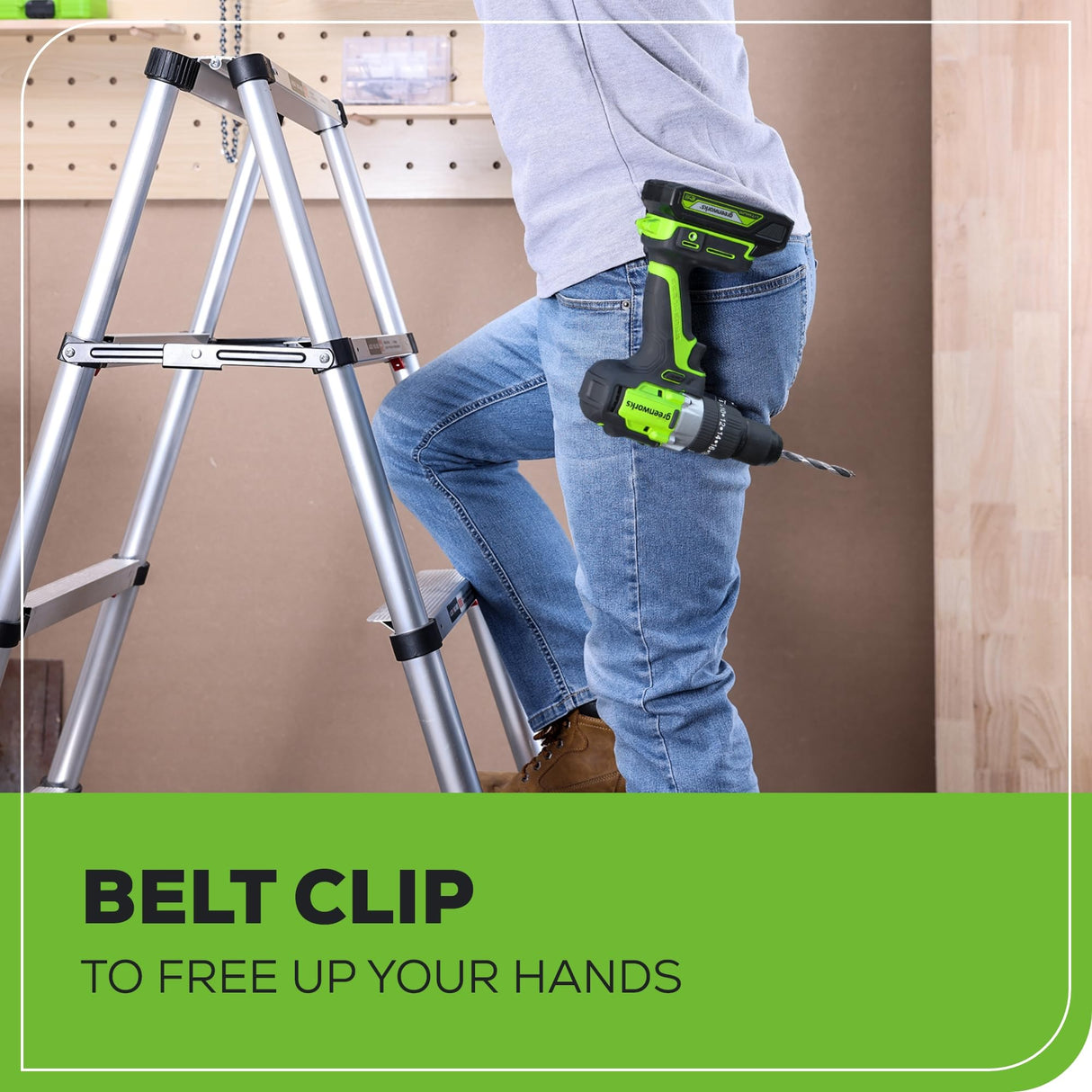 Greenworks 24V Brushless 1/2" Hammer Drill (530 in-lbs.) 2.0Ah Battery and Charger Included, DDG402 Greenworks