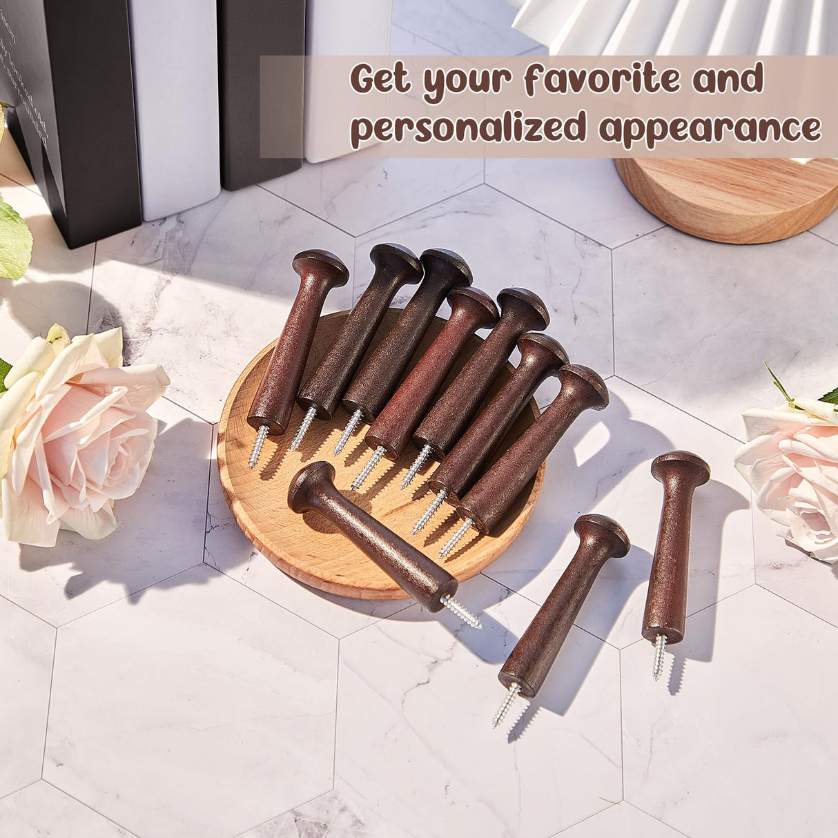 20 Pieces Wooden Shaker Peg Screw-on Pegs 2.9 Inch Long Unfinished Wood Shaker Racks for Hanging Clothes Hats Towel and More DIY Paint Color (Dark Brown) Jetec