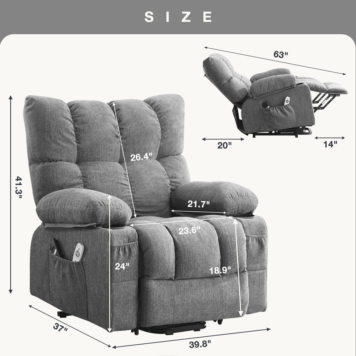 KWKSV Power Lift Recliner Chair for Elderly with Vibration Massage and Lumbar Heating Electric Recliner Sofa with Cup Holders and USB Charge Port for Living Room Comfort KWKSV