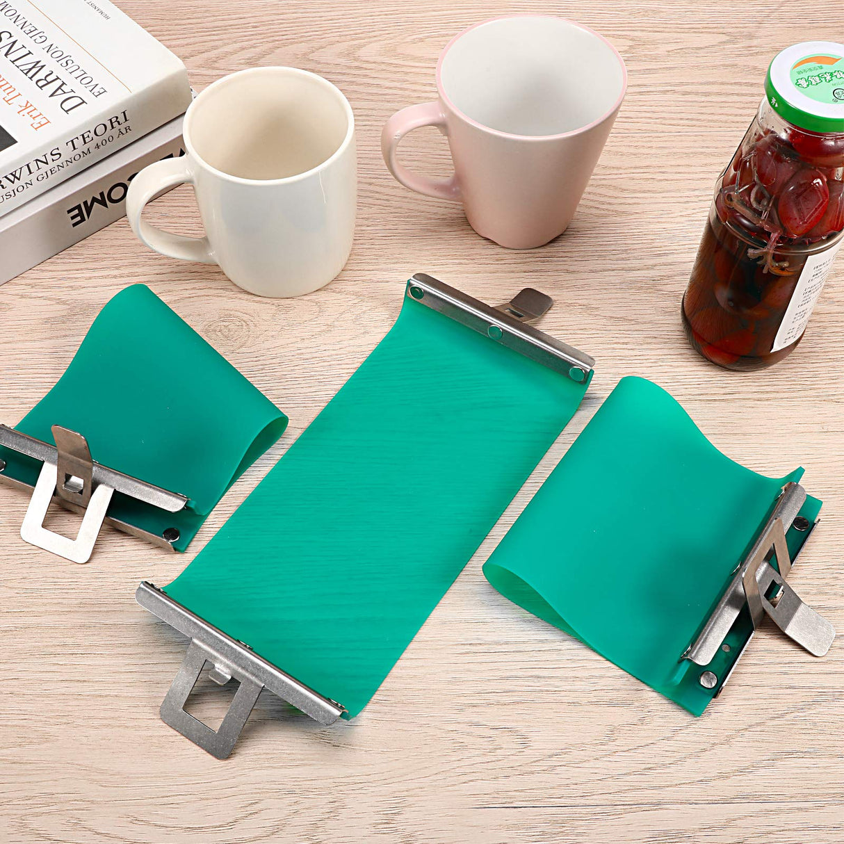 3 Pieces 3D Sublimation Silicone Mug Wraps, Mug Mold Cup Clamp Transfer Mug Clamp Fixture for Printing Mugs Sublimation Heat Transfer Machine (Green,11 oz, 12 oz, 15 oz) Mudder