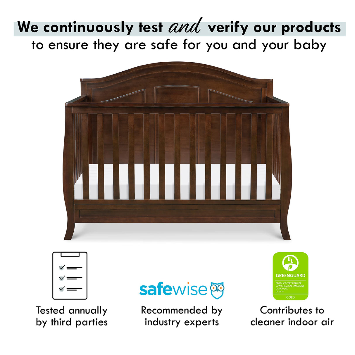 DaVinci Emmett 4-in-1 Convertible Crib in Espresso, Greenguard Gold Certified DaVinci