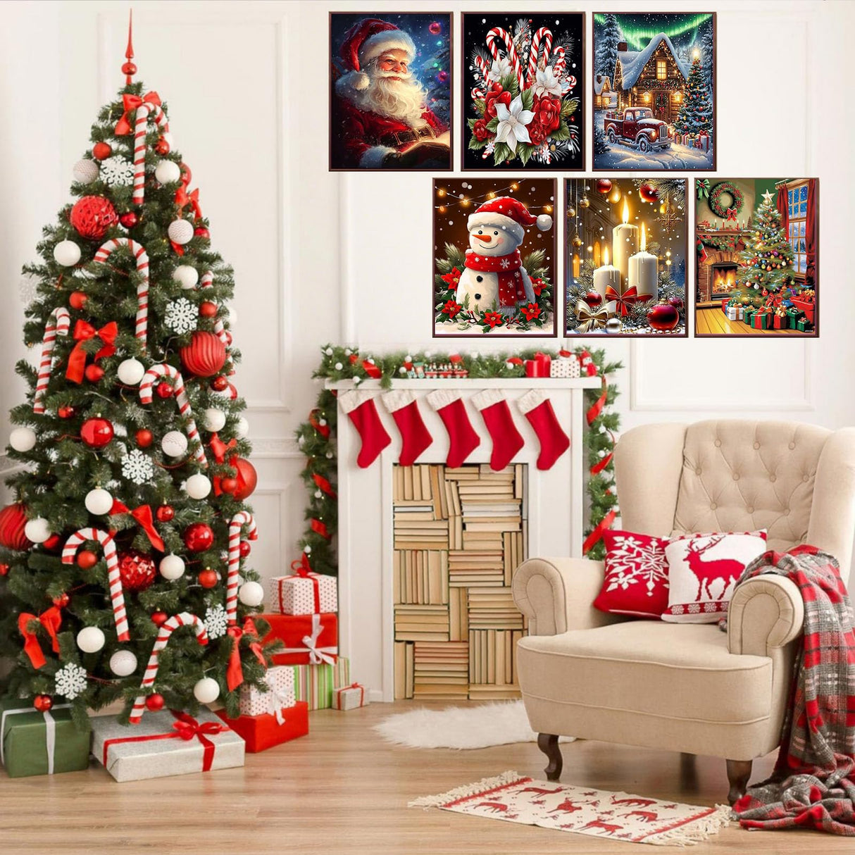 6 Pack Paint by Numbers Kit for Adults Beginners Christmas-Christmas Adult Paint by Number Kits on Canvas, DIY Acrylic Oil Painting Kits for Adults Without Frame for Gift Home Wall Decor(12x16inch) Arttoplus