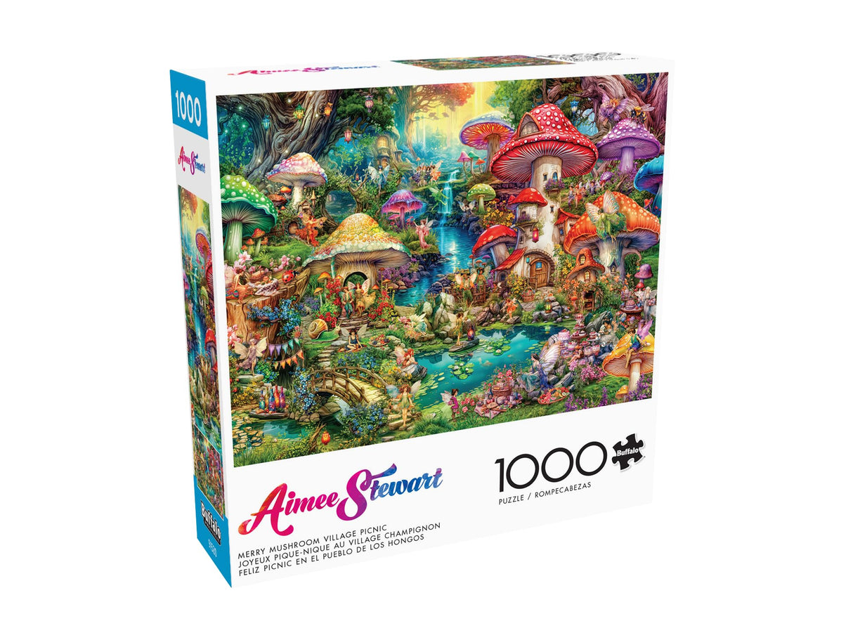 Buffalo Games - Aimee Stewart - Merry Mushroom Village Picnic - 1000 Piece Jigsaw Puzzle for Adults -Challenging Puzzle Perfect for Game Nights - Finished Size is 26.75 x 19.75 Buffalo Games