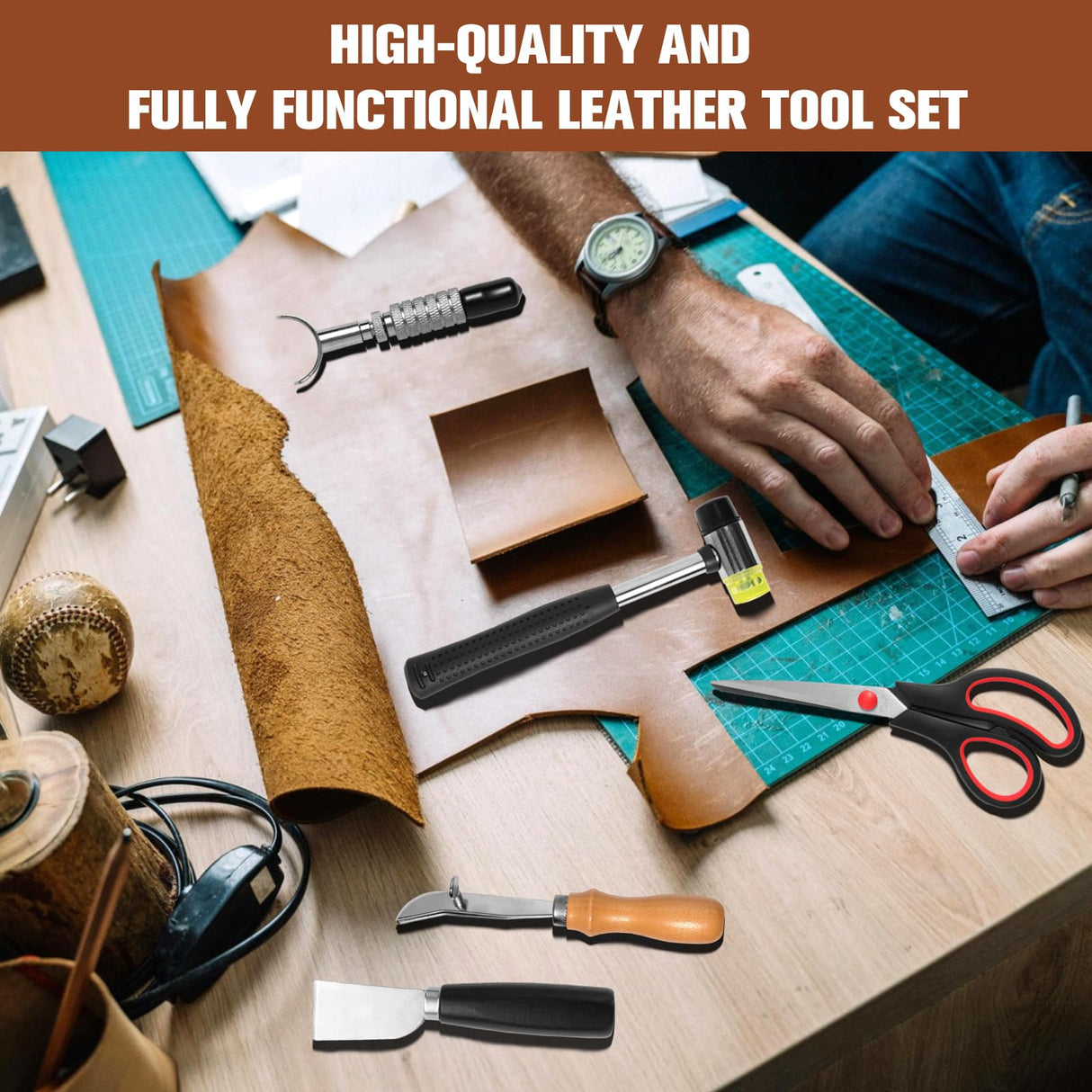 Leather Working Tools,Professional Leather Working Kit for Carving, Punching, Stamping, Cutting with Custom Storage Bag, Essential for DIY Crafts & Repairs. (168pcs) Tisofwes