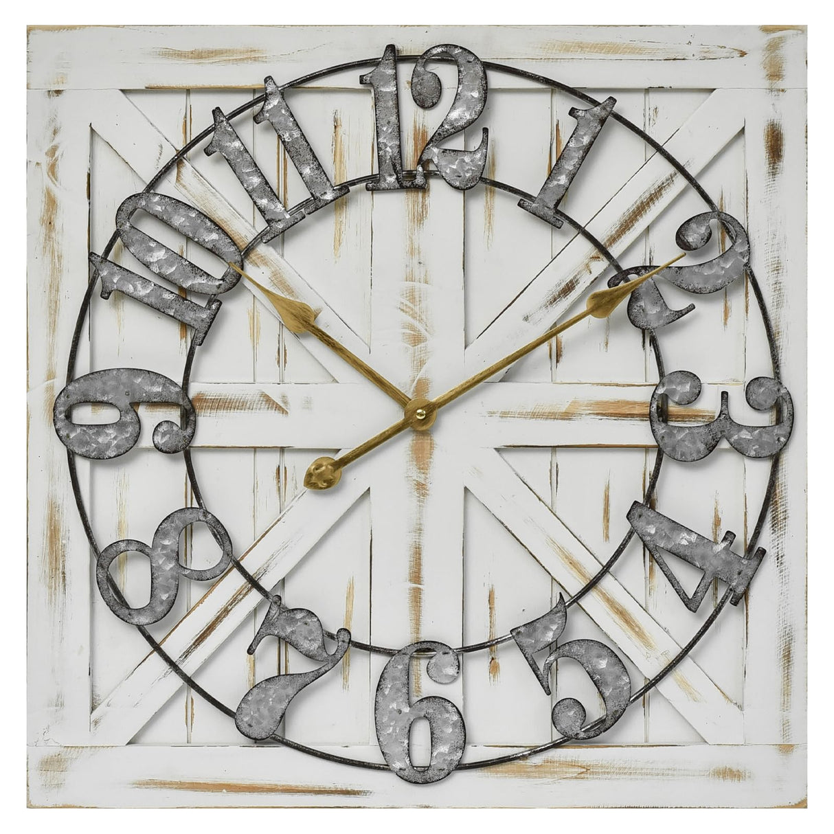 EMAX HOME Large Farmhouse Wall Clock – 24 Inch Square Rustic Wooden Clock with Decorative Reversible Wooden Sign, Perfect for Any Space and Ideal Gift EMAX HOME