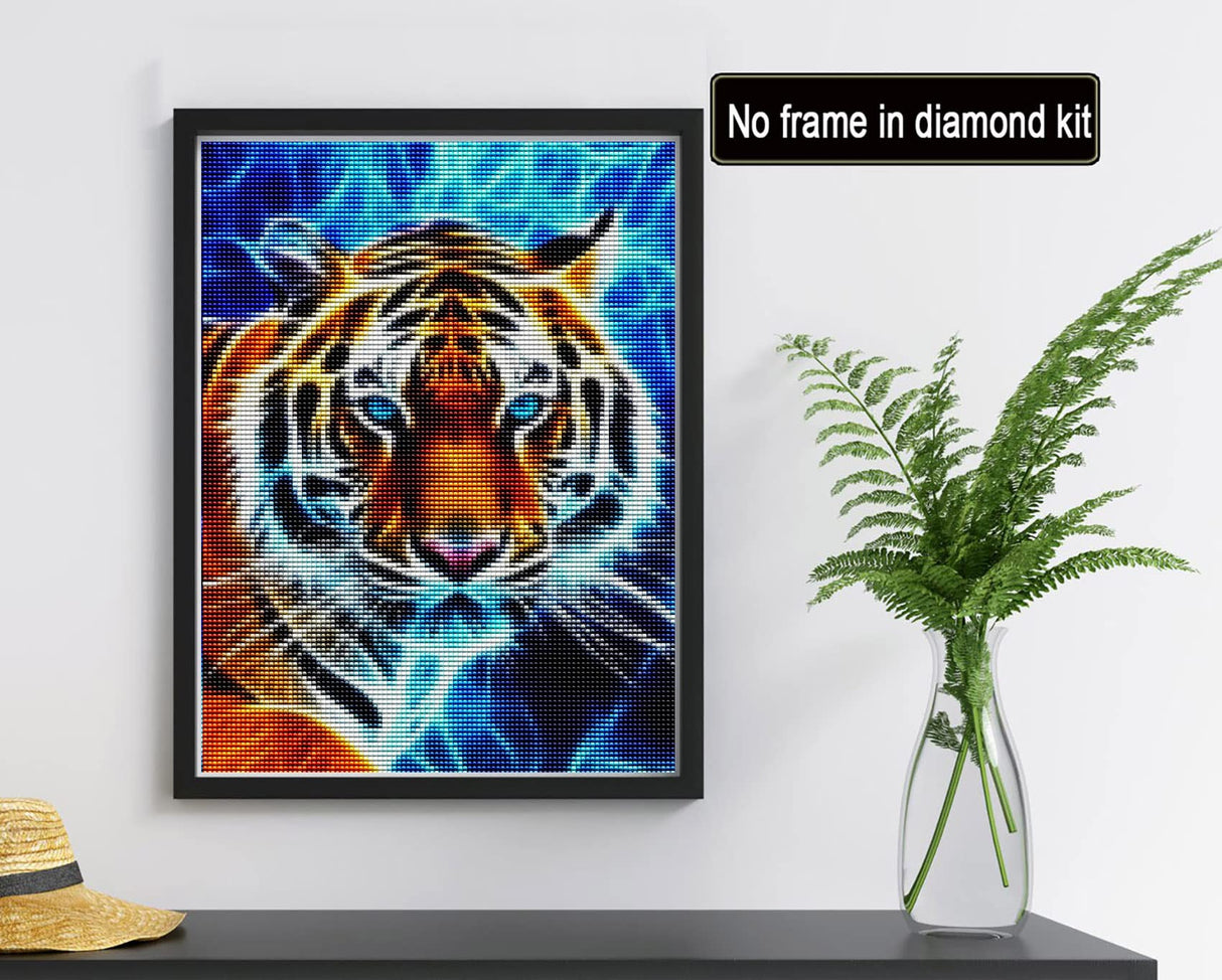 Reofrey DIY Diamond Art Painting Kits for Adults Tiger, Diamond Art Animal Full Drill Round Rhinestone Cross Stitch Embroidery Canvas for Crafts Decor (30x40 cm/ 12x16 inch) Reofrey