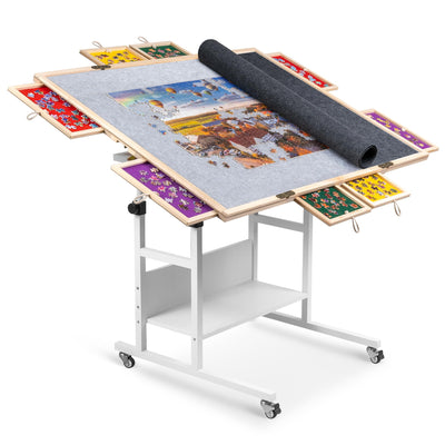Becko US 2000 Piece Tilting & Rotating Jigsaw Puzzle Table with 8 Drawers & Cover, Foldable Puzzle Board with 5 Tilt Angles & Height Adjustment, Puzzles Storage, for 2000 Pieces Jigsaw Puzzles
