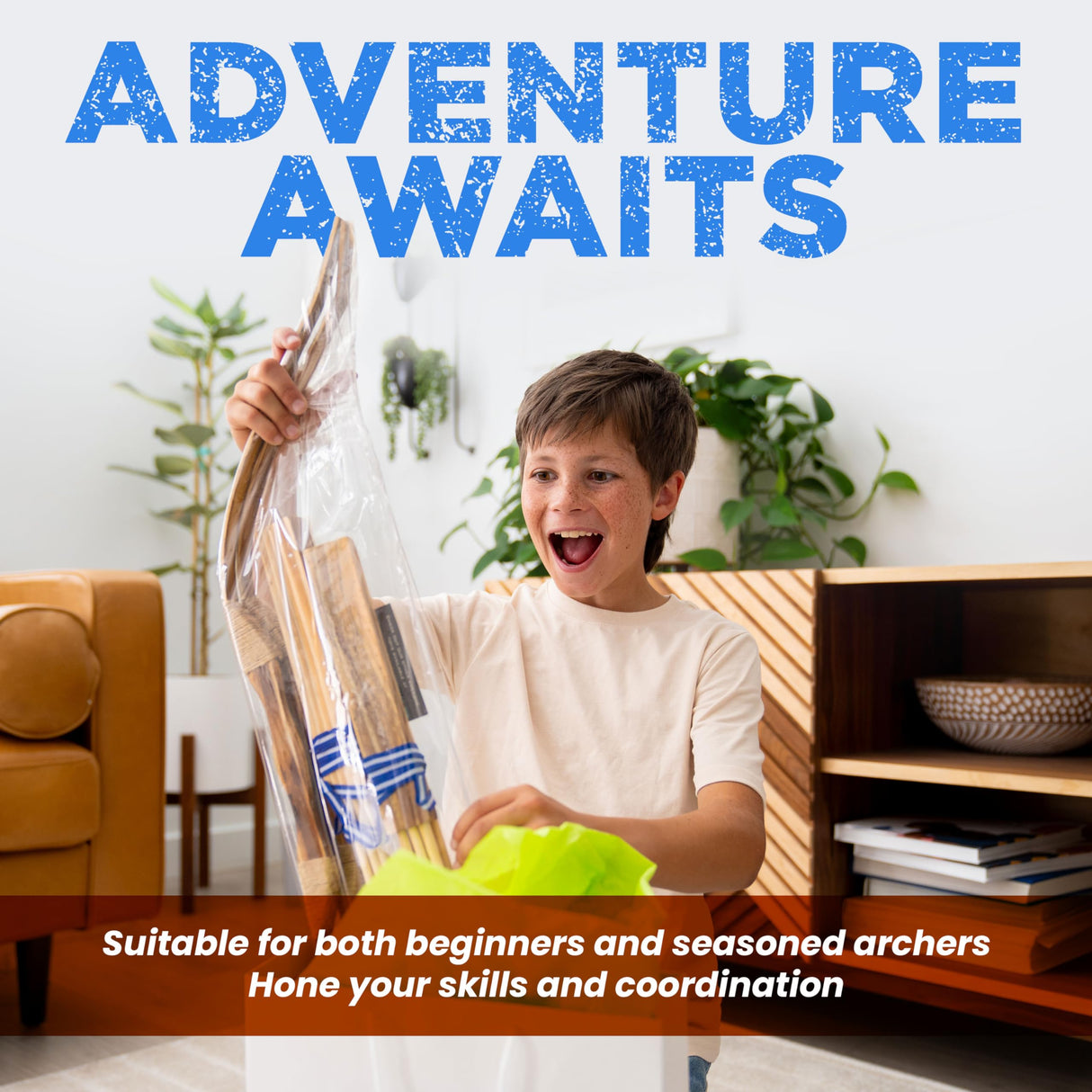 Adventure Awaits - 2-Pack Handmade Wooden Bow and Arrow Set - 20 Wood Arrows and 2 Quivers - for Outdoor Play Adventure Awaits!