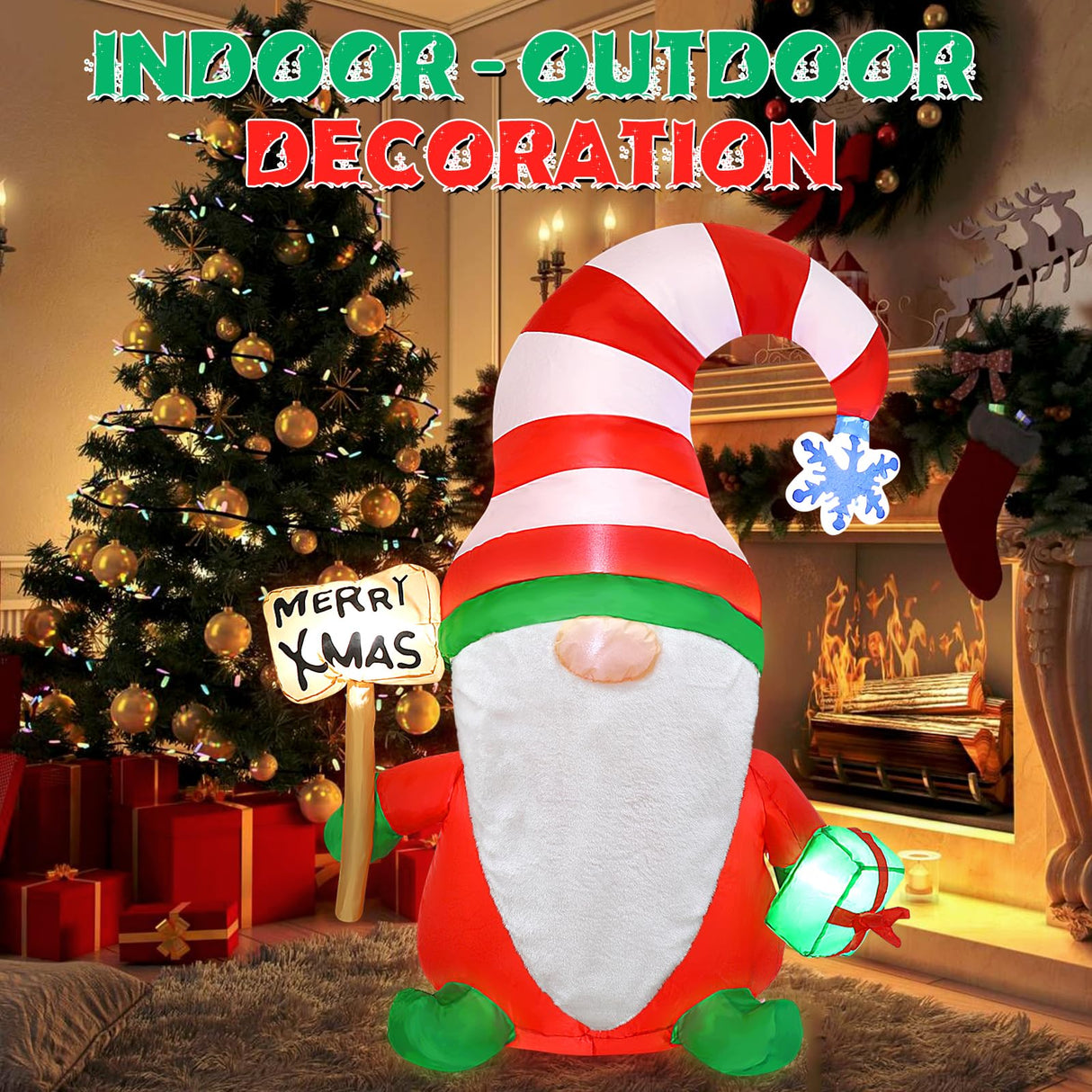 PAETAE Christmas Inflatables Gnome, 4FT Blow Up Christmas Gnome Outdoor Decorations, Inflatable Yard Decoration, Christmas Holiday Gnome Decor for Party, Home, Garden PAETAE