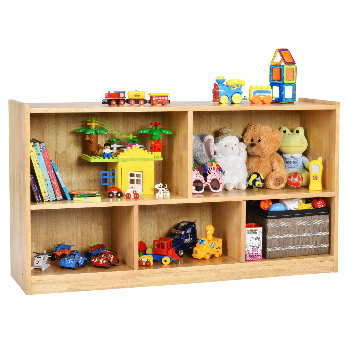 Costzon Burlywood 2-Tier Kids Bookcase and Toy Storage Shelf Costzon