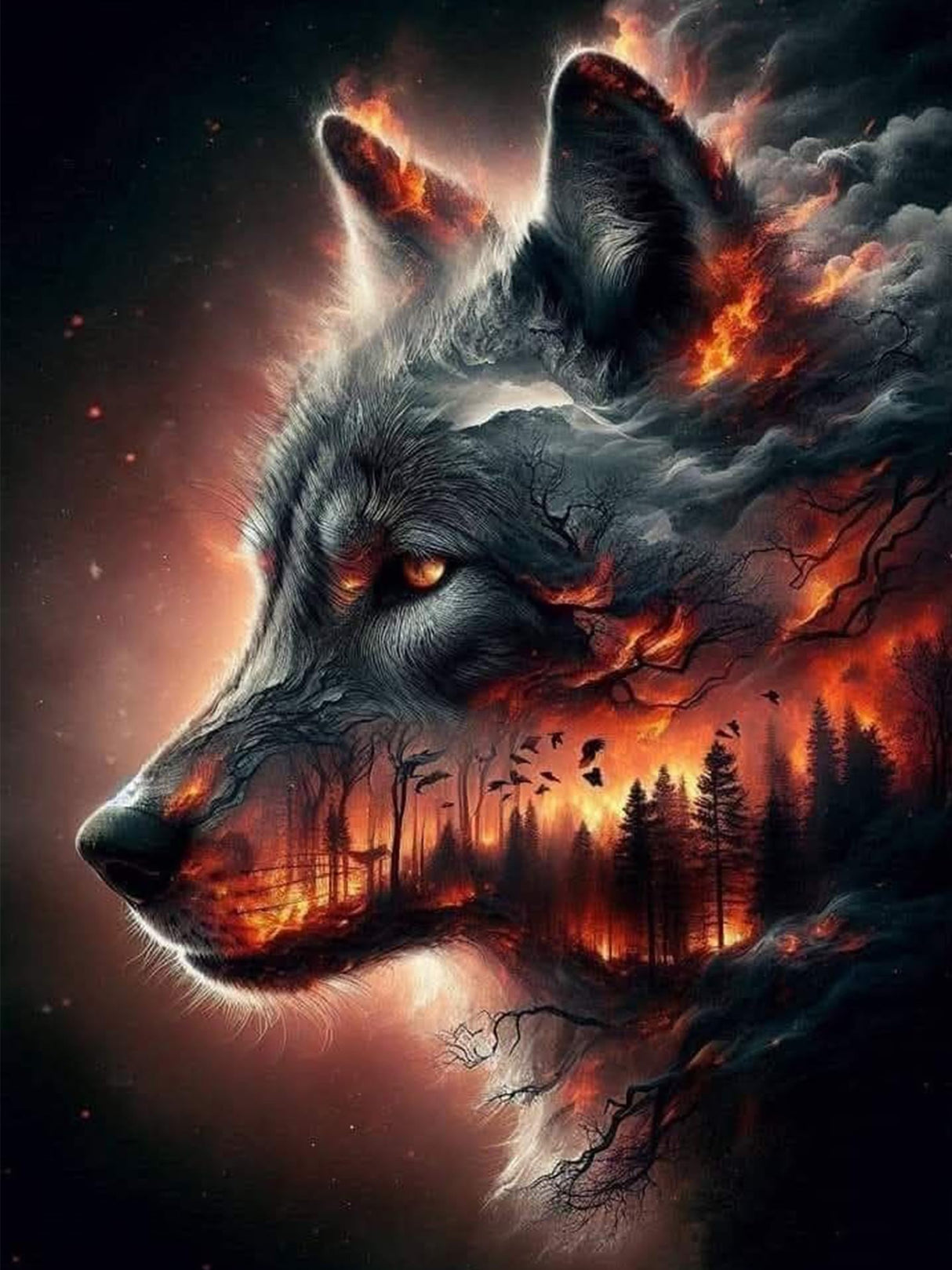 Benjenes Diamond Art Kits for Adults, Wolf Diamond Painting Kits for Adults, 5D DIY Round Drill Gem Art Paint with Diamonds Dots Crafts Kits for Home Decor Gift 12x16inch Benjenes