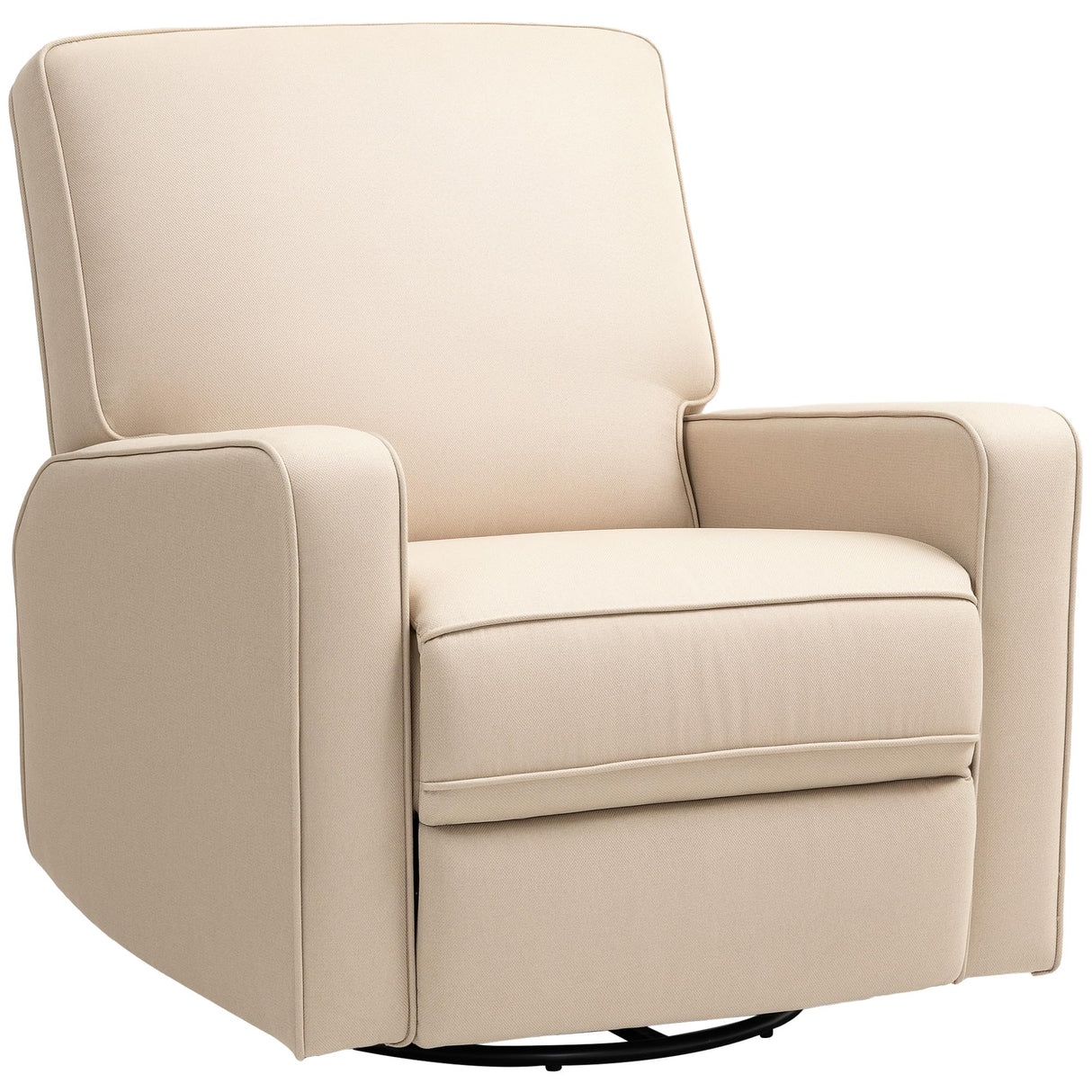 HOMCOM Manual Recliner Chair for Adults, Breathable Fabric Swivel Rocker Recliner with Thick Cushion and Footrest, Adjustable Single Sofa for Living Room, Beige HOMCOM