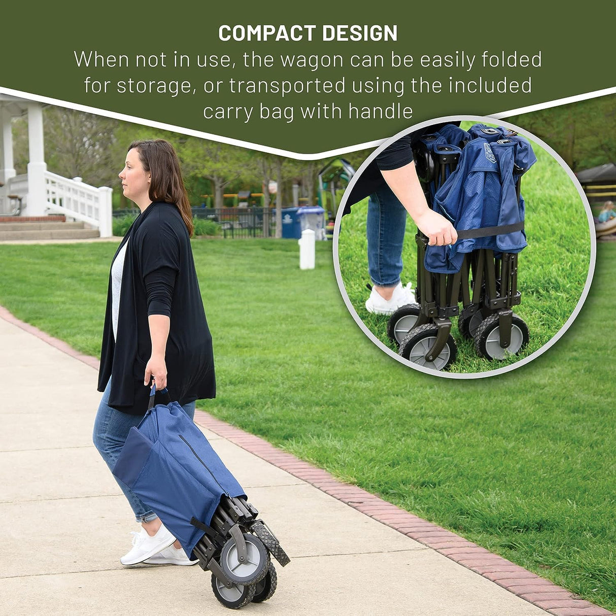 TIMBER RIDGE Tailgate Collapsible Folding Wagon Cart, Heavy Duty Utility Push Pull Beach Wagon Foldable, Outdoor Grocery Cart with Side Pockets for Camping, Garden, Shopping, Holds 225 lbs, Blue TIMBER RIDGE