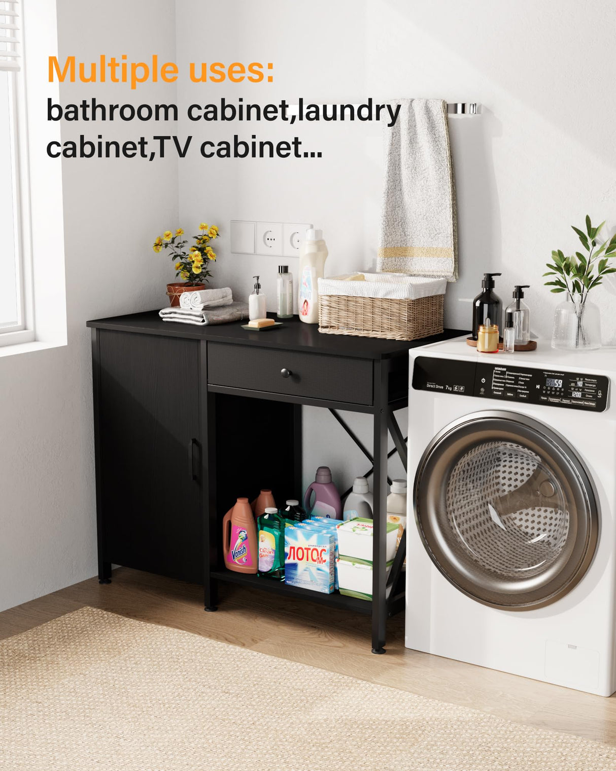 FILKO 40-50 Gallon Fish Tank Stand: Sturdy Aquarium Stand with Storage for 40-50 Gallon Fish Tank - Metal Terrarium Table Cabinet with Power Outlet for Reptile Turtle (40-50 gallon) FILKO