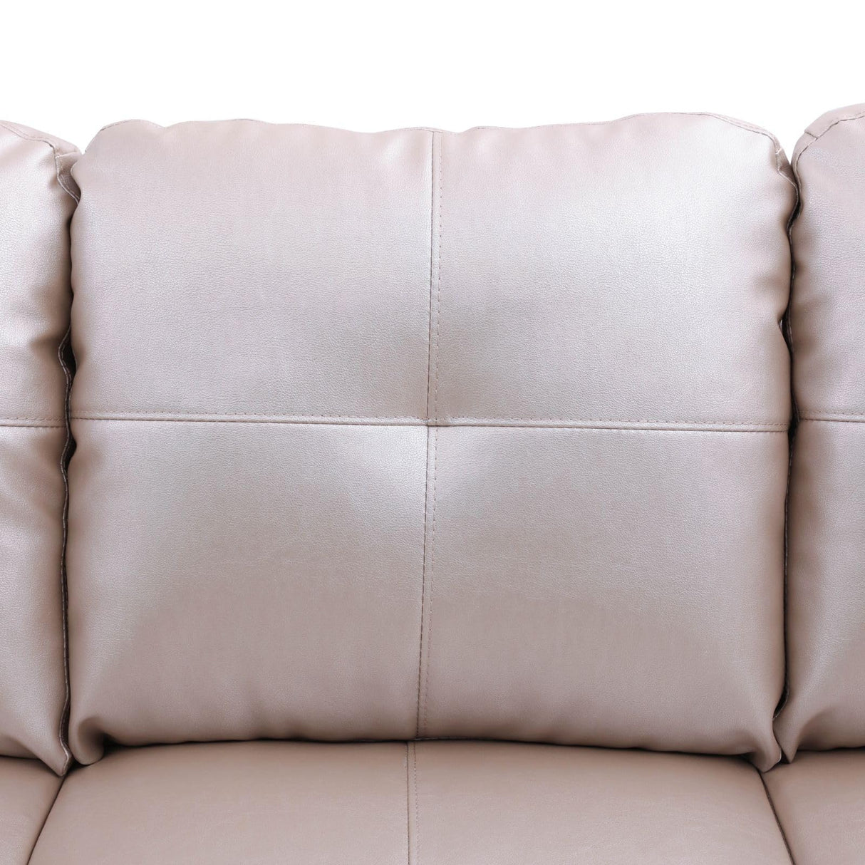 NicBex Sectional Couch 2 Pieces 66.5" L Sofa with Right Chaise Faux Leather L Shaped Cloud Couch for Living Room Furniture Sets with Cushion, Modular Sofa for Living Room & Small Apartment, Latte NicBex