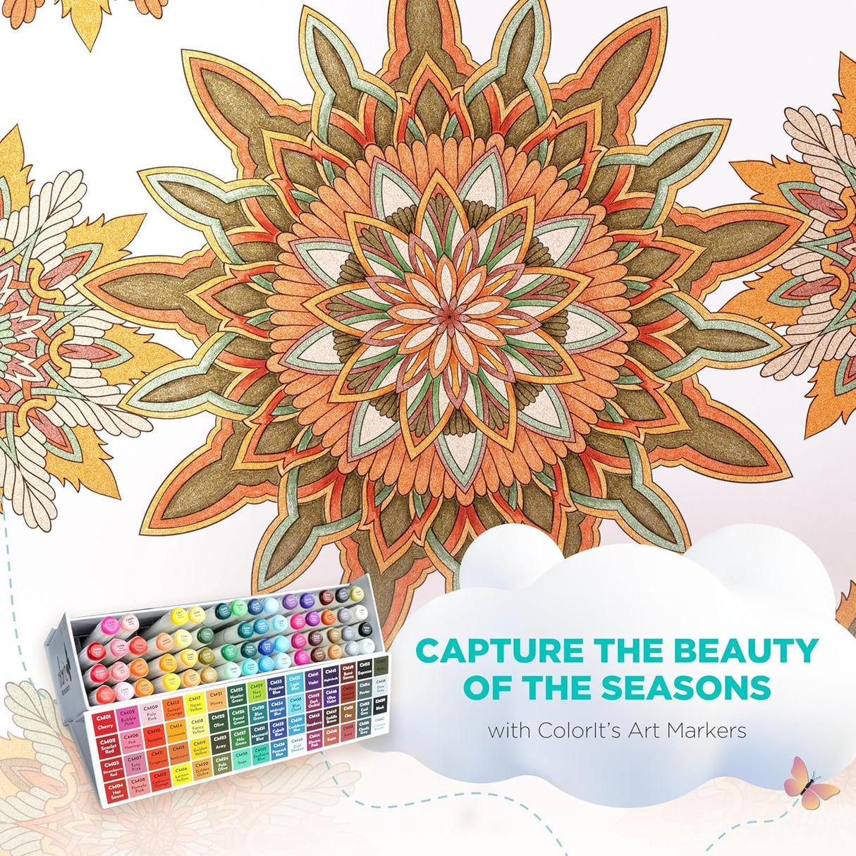 ColorIt Mandalas Volume IX Spiral Bound Adult Coloring Book with 50 Mandala Patterns for Relaxation and Stress Relief - Includes Perforated Pages, Thick Paper, Hardback Covers, and Blotter Page ColorIt