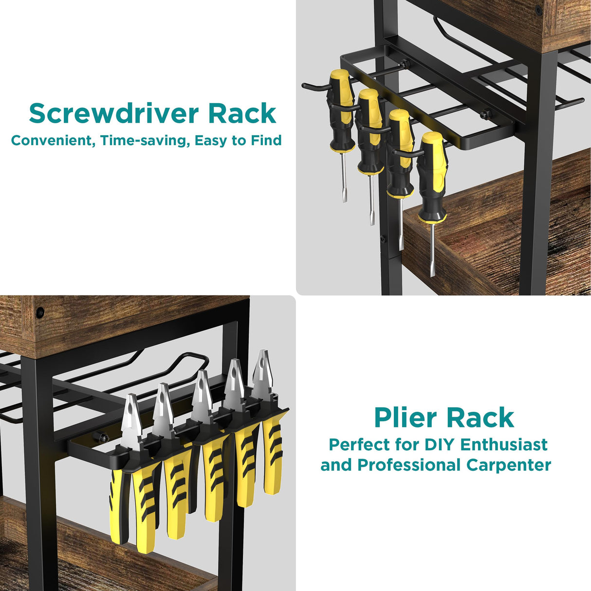 Famyards Power Tool Organizer with Wheels Tool Holder Drill Rack Shelf Rolling Cart Tool Box Utility Cart for Garage, Workshop Famyards