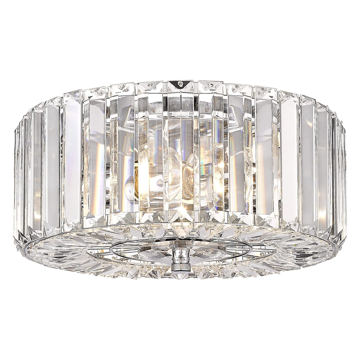 pasentel Farmhouse Crystal Round Flush Mount Modern Close to Ceiling Light Fixture, Drum Shade Ceiling Lights 2-Light Ceiling Lamp for Kitchen Island Dinning Room Bedroom Hallway, XDD007-2-CH pasentel