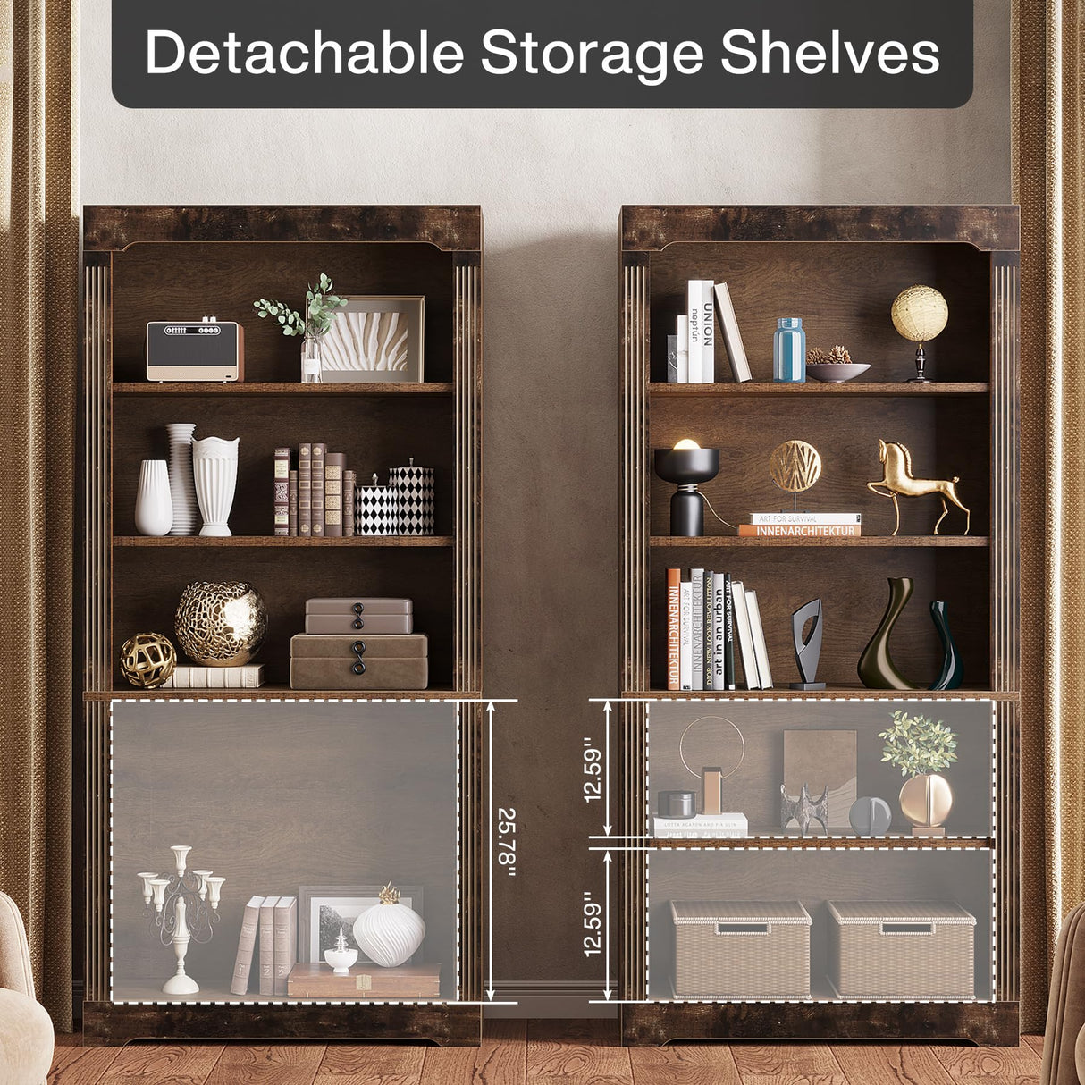 Tribesigns 70-Inch Rustic Brown 5-Tier Bookcase for Home and Office Tribesigns