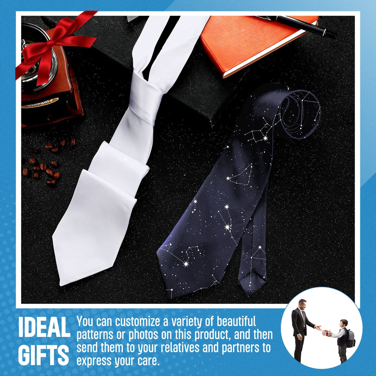 Tarpop 12 Pcs Sublimation Ties Blank Polyester for Men White Sublimation Necktie Solid Satin Tie Polyester Necktie Heat Transfer Mens Neckwear Tie for Wedding Party Business Formal Occasion, 57 Inch Tarpop