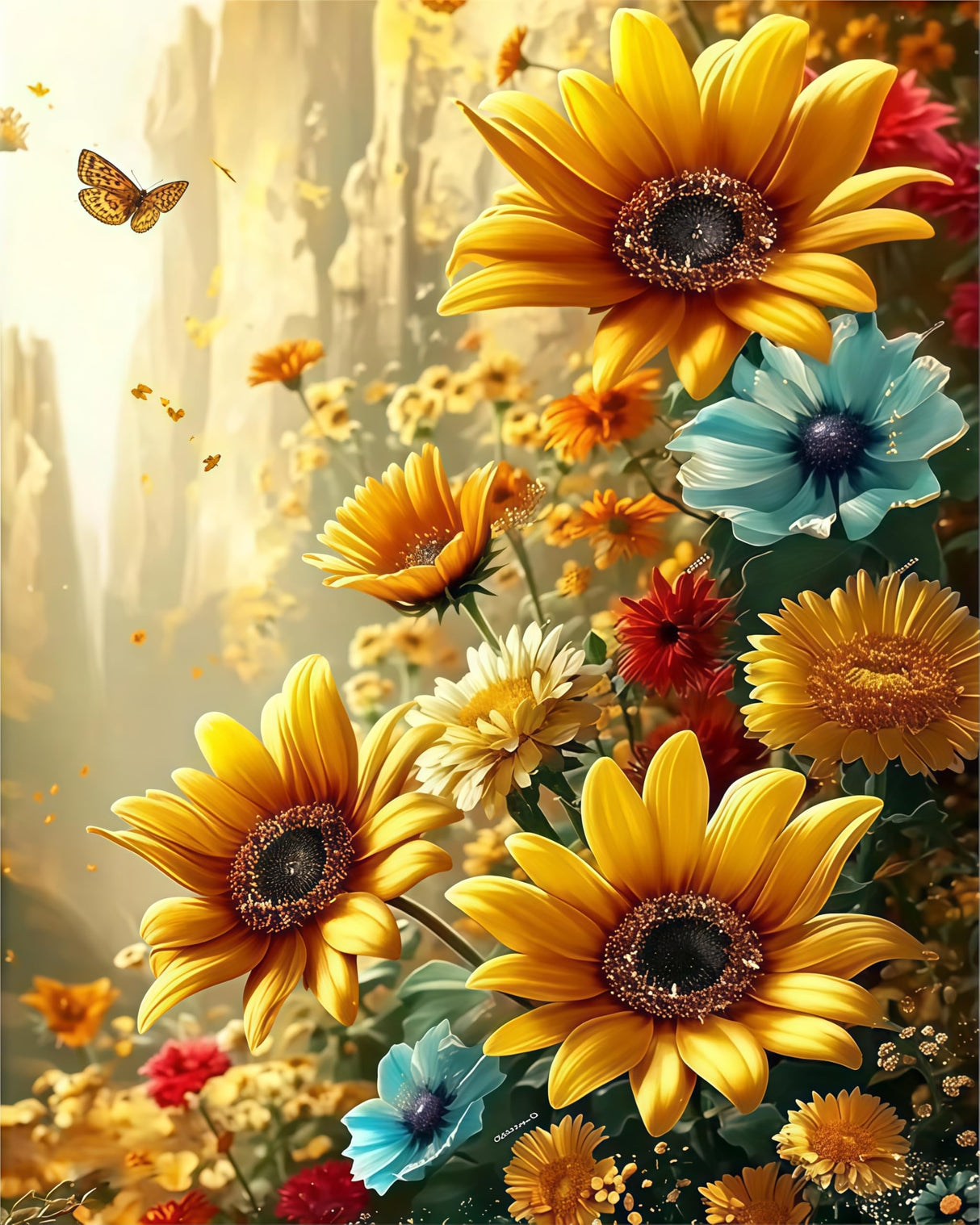 Acelii Fall 5D Diamond Art Kits for Adults Beginners,Sunflower DIY Full Round Drill Diamond Painting Kits,Autumn Paint by Diamonds Dots Gem Art Easy,Home Wall Decor 11.8x15.7 Inch Acelii