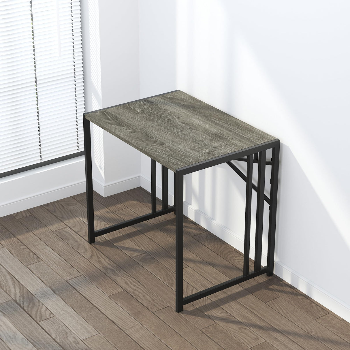 Lutown-Teen 32 inch Small Folding Desk, Writing Gaming Computer Camping Desk for Small Spaces, No Assembly Required Home Office Desk, Black Oak Lutown-Teen