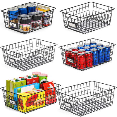6 Pack Wire Baskets for Pantry Organization and Storage, Kitchen Organizer, 2 XXLarge & 2 XLarge & 2 Large