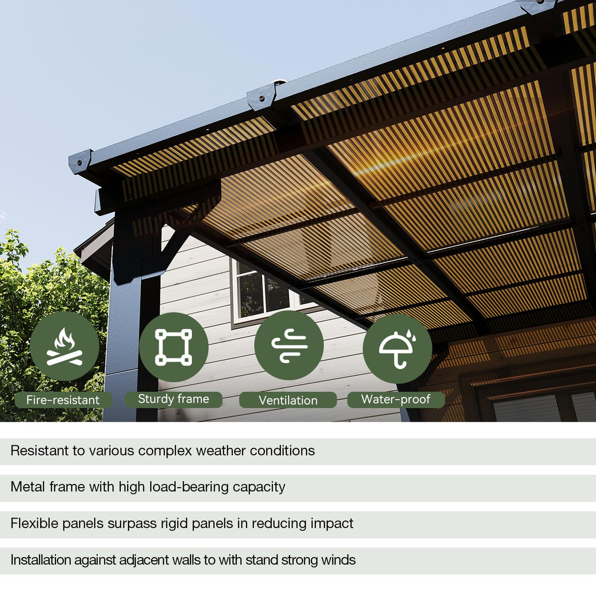 Aoxun 10' x 12' Gazebo for Patio, Gazebo Pergola with Sloped Roof, Large Wall-Mounted Heavy Duty Awnings, for Backyard, Deck, Patio Aoxun